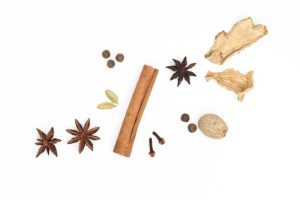 a picture showing ingredients/spices for making chai tea